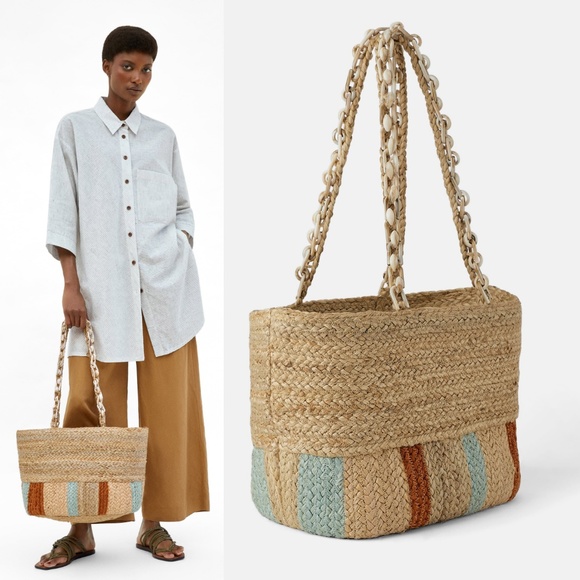 Zara Handbags - Zara Natural Shopper Tote Tortoiseshell Handle Bag